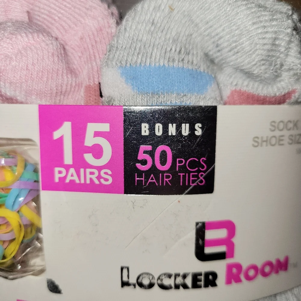 Locker Room Cushion 15 Pairs Girls Ankle Dry Fresh Socks Multi Colors New